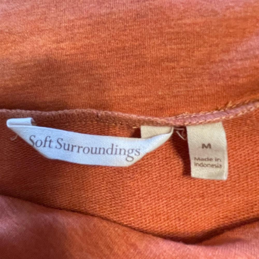 Soft Surroundings Burnt Orange 3/4 Sleeve Cowl Sweater - Picture 6 of 6